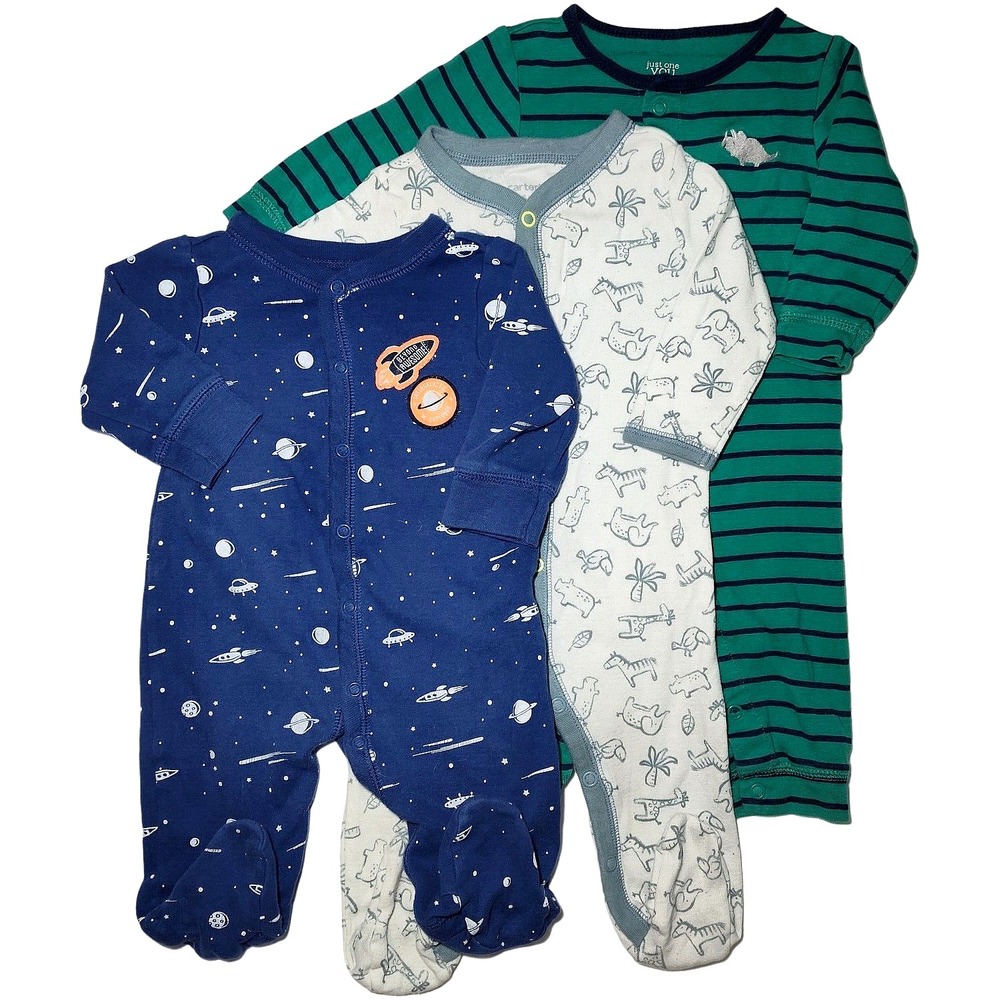 Carter's 6 Mos‎ 1pc Sleeper Outfit Lot Safari Outer Space Cotton 3pc Boy EUC